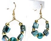 WOMEN'S JEWELRY: Earrings Hoops Blue Pearl Shells