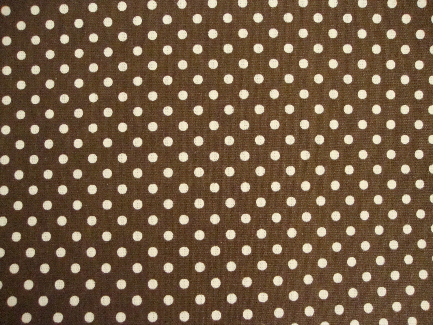 Cotton Upholstery Fabric, Brown and White Polka Dots Design 1 Yard