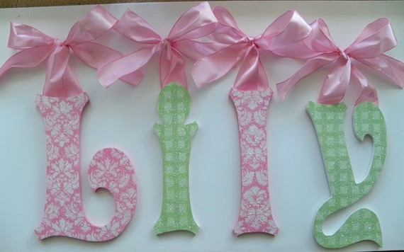 Baby Nursery Wall Letters Custom Boutique Nursery Hanging Handpainted Wood Letters Any Decor or Design To Match GLITTER and SPARKLE