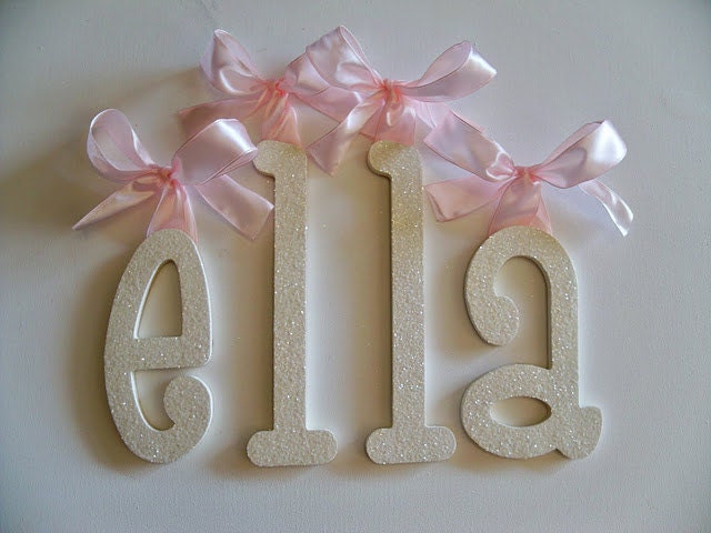 GLITTER and SPARKLE Antique White Glitter Wall Letters