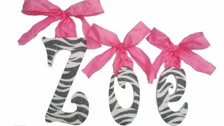 GLITTER and SPARKLE custom nursery hanging hand painted wood wall letters
