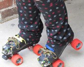 Red and Black Skull and Crossbones Roller Derby Legwarmers