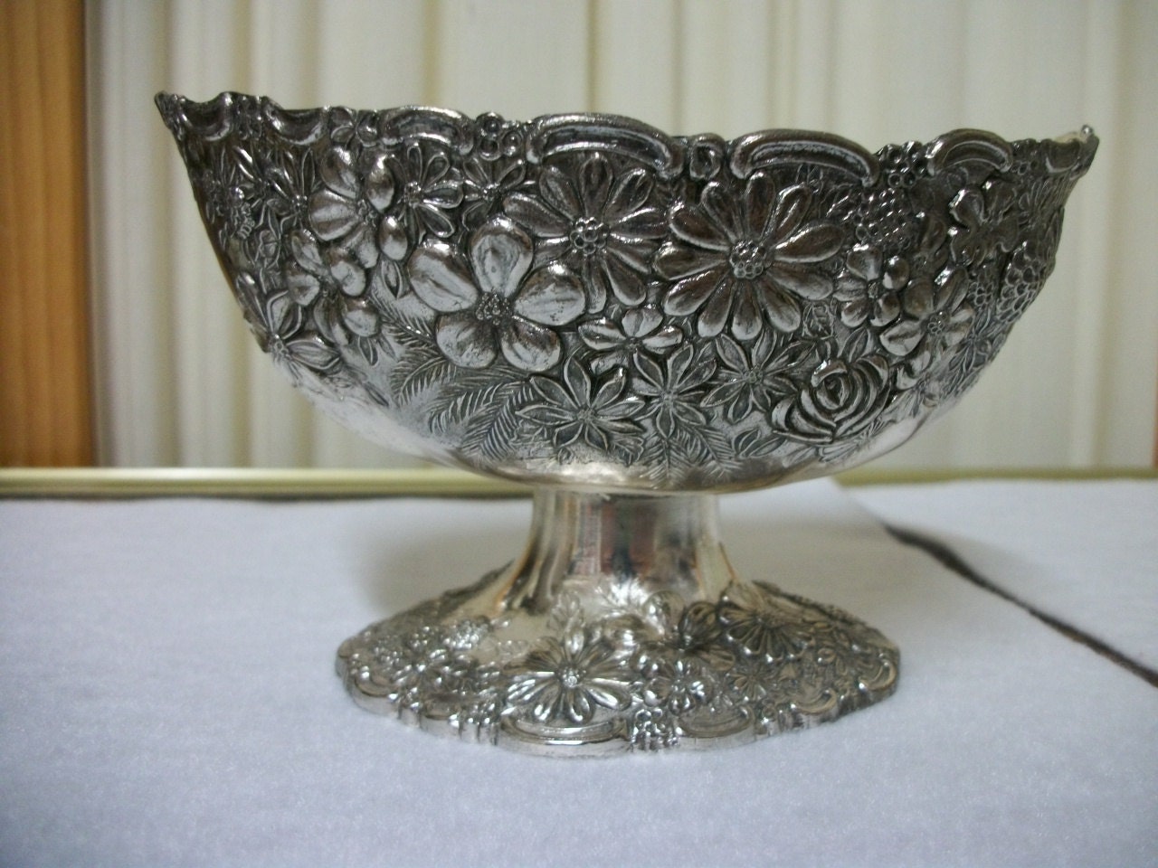 Darling Silver Plated Scrolled Metal  Candy Dish made In Japan