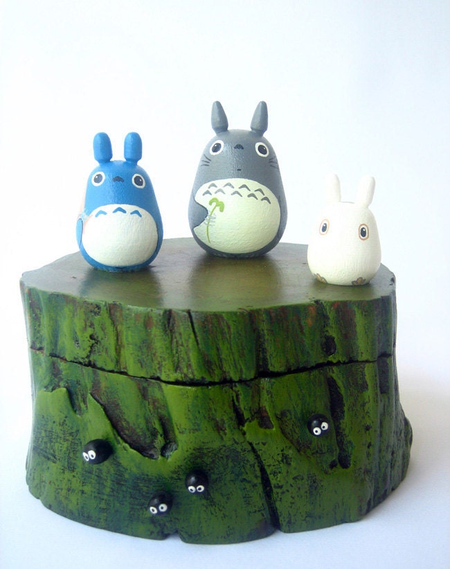 TOTORO Teak Wood Box Studio Ghibli doll figure toy 1118