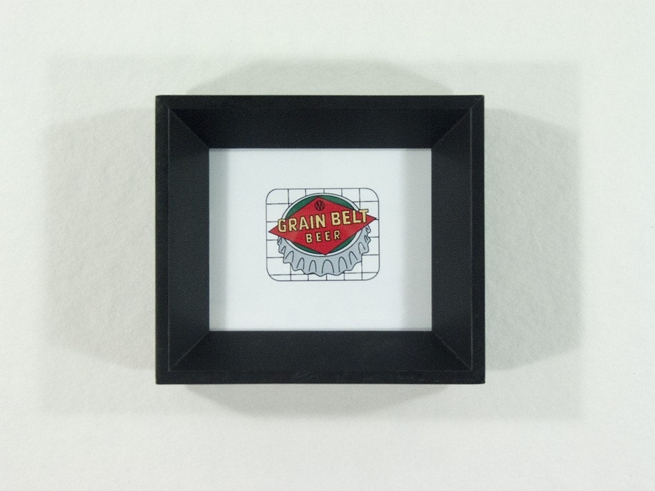 Grain Belt Sign framed art - Minneapolis Minnesota Icon drawing of beer sign in red, black, grey, green, yellow