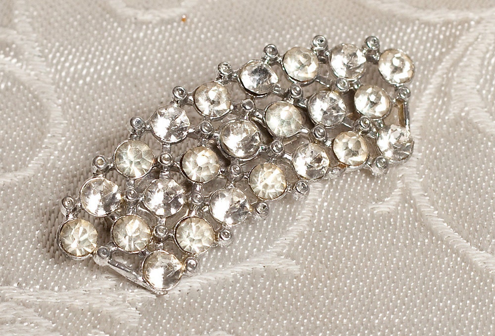 1940's Rhinestone Arced Pin, Hollywood Glamour