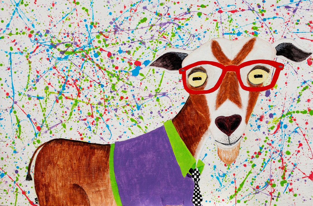 Goat of the 80's 12"x18" acrylic on wood
