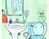 A Nice Classic Bathroom Scene 5"x7" Print