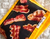 Baby burp cloth - i love bacon hand dyed deep yellow burp cloth
