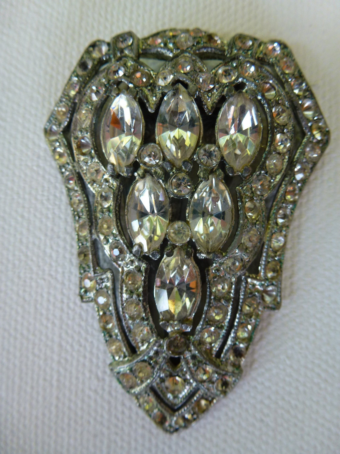 Vintage Rhinestone Pendant Brooch Clip
