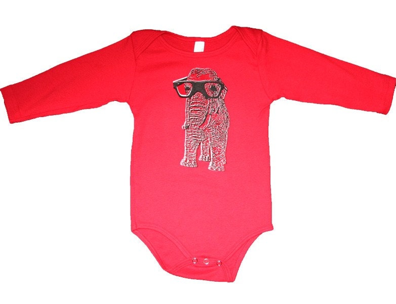 Urban Baby 3D Elephant With Glasses Long Sleeve Onesies Urbarian