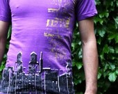 The City -New York CIty skyline- in Galaxy, Yellow, Violet, Black and more ORGANIC Tshirt Urbarian New York- Men- Women- Kids- Baby