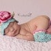 Newborn crochet hat, crochet legwarmer set Tiffany Crochet Hat and legwarmers aqua, red, hot pink newborn photography prop