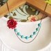 CLEARANCE Marie Rose Bud Necklace - Red Rose with Turquoise Stones