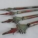 8 salvaged pieces...VINTAGE metal RODS with ornate caps