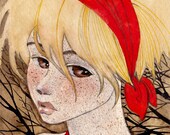 Girl in Red - 4x6 Original Painting - one of a kind