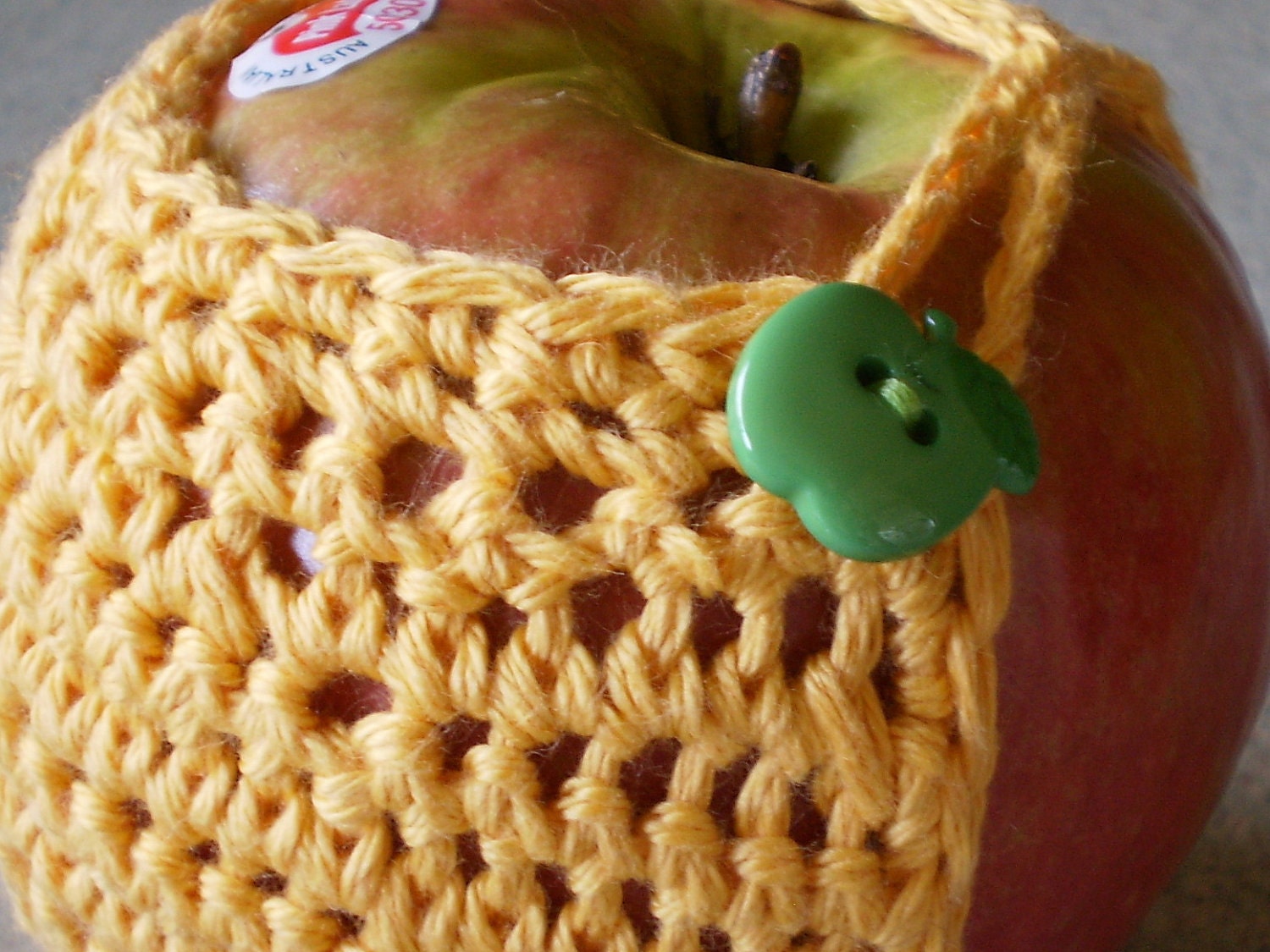 Apple Cozy Crocheted From Yellow  Cotton Yarn