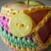 Crochet Apple CozyCosy Jacket hot pink green yellow stripes fits small to medium apple