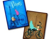 PIF - Paris Cats Art Card Digital Collage Sheet INSTANT DOWNLOAD