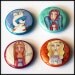 Cat Art Button Magnets - one inch diameter - Set of 4 - lot A