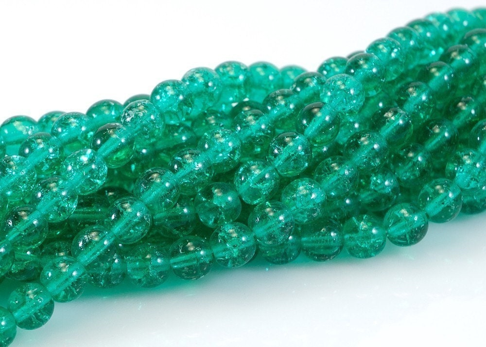 Czech Glass  Bead Cracked Round 6mm Teal - 25 (ST137)