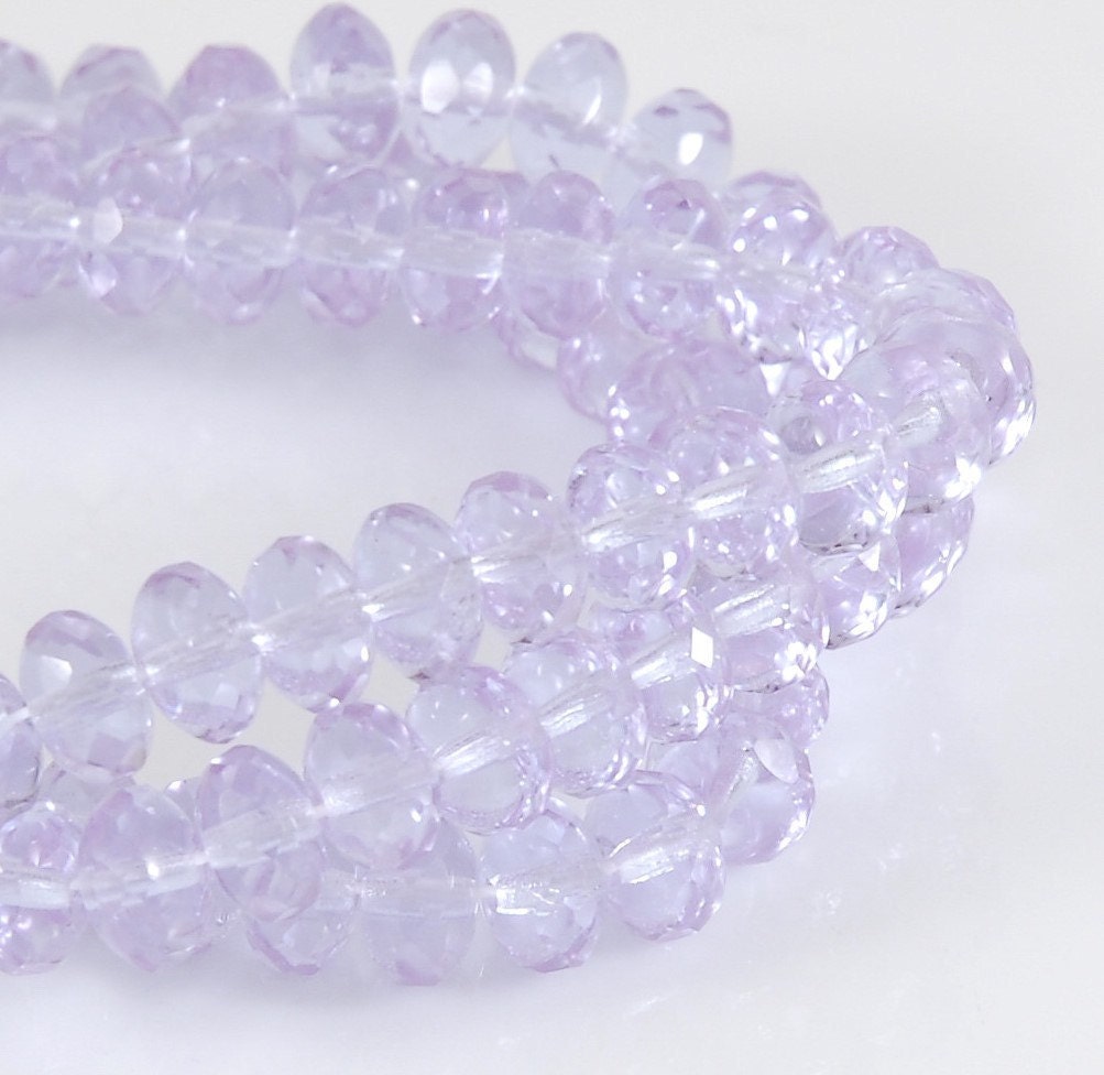 Lilac Purple Czech FP Glass  Bead 9mm Faceted Rondelle  - 10 (ST425)