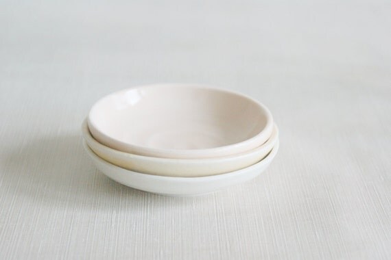 Porcelain Dipping Dishes / Ceramic Dipping Dishes in Coral, Yellow and White