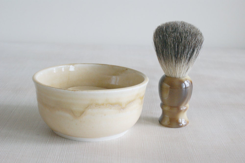Handmade Shaving Bowl for Hot Wet Shave in Light Yellow