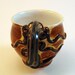 Mug- Squid Octopus in Rusty Shino, Dark Chocolate Brown with Milky White Accents, Stoneware