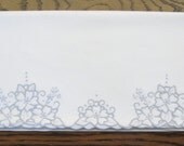 Pillowcase Set Embroidered Cutwork Blue Flowers