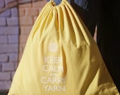 Large knitting project bag - Keep Calm and Carry Yarn - Gold