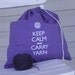 Large knitting project bag - Keep Calm and Carry Yarn - purple