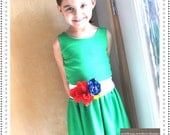 Simple Knit Dress - girls knit tankdress with flower sash belt - custom colors avail- 6mo, 12mo, 18mo, 24mo, 2t, 3/4T, 5/6. 7/8, 9/10
