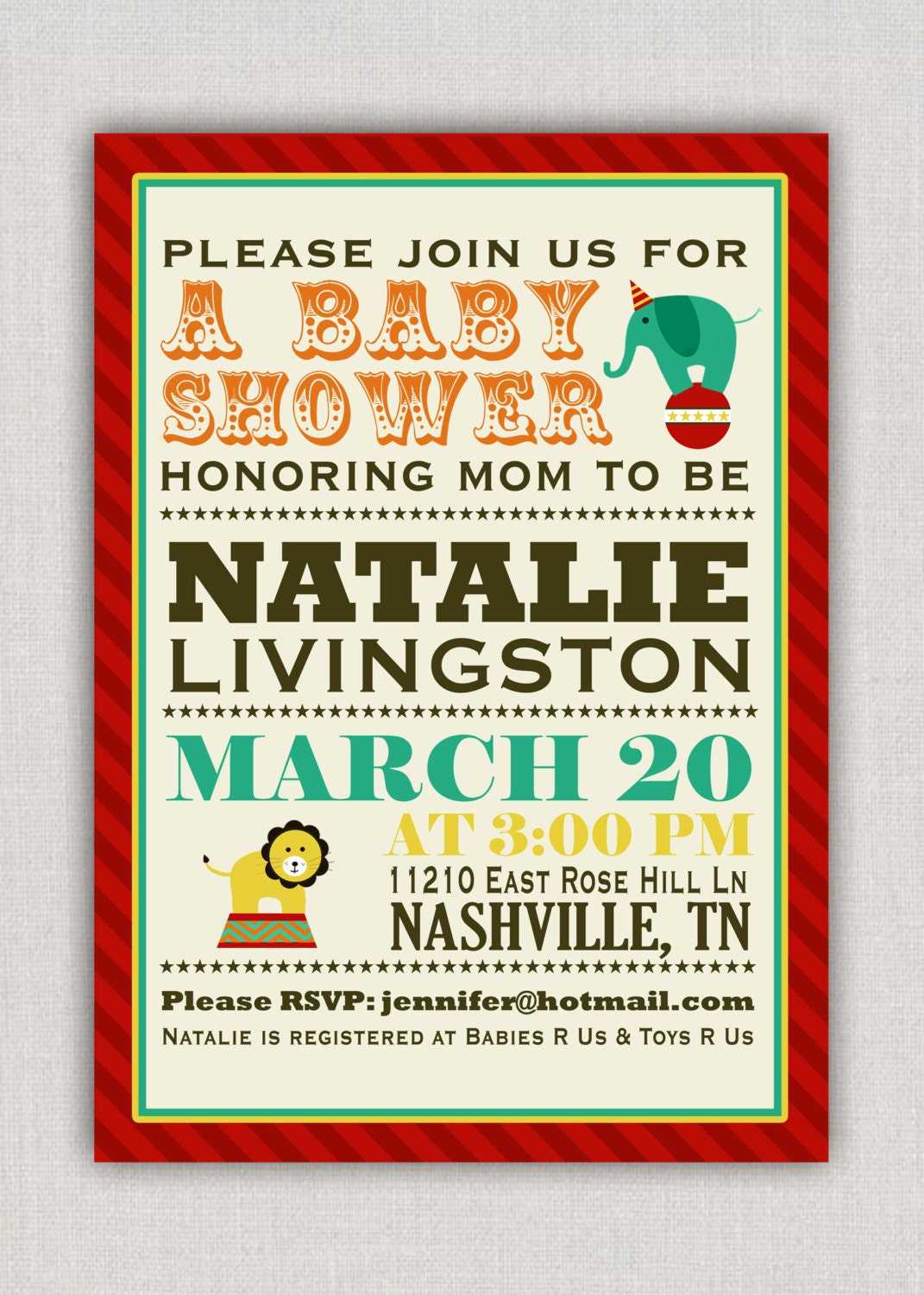 Circus Baby Shower Invitation