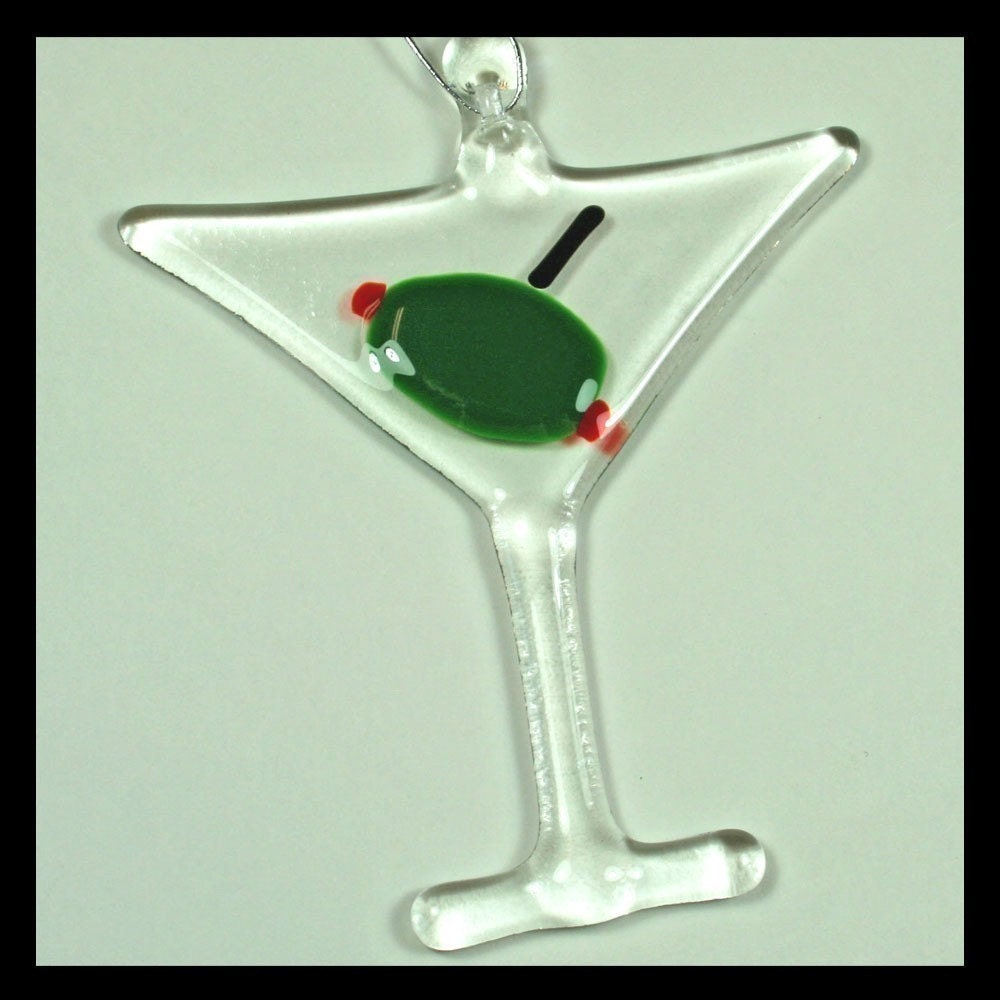 Glassworks Northwest - Martini Glass - Fused Glass Art Ornament