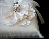 Elle Bloom Series - Light Ivory Dupioni Silk Wedding Ring Pillow (PROMOTION)
