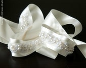 Madison Series I -  Ivory Pearls and Sequin Sash Belt (FREE SHIPPING)