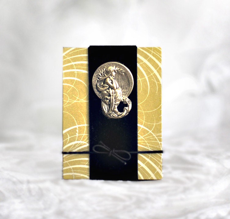 Maid of Honor Keepsake Album, Bride Accordion Book, Ancestry Album, Genealogy, Photo Album, Mucha, Art Nouveau Goddess, Blank Journal