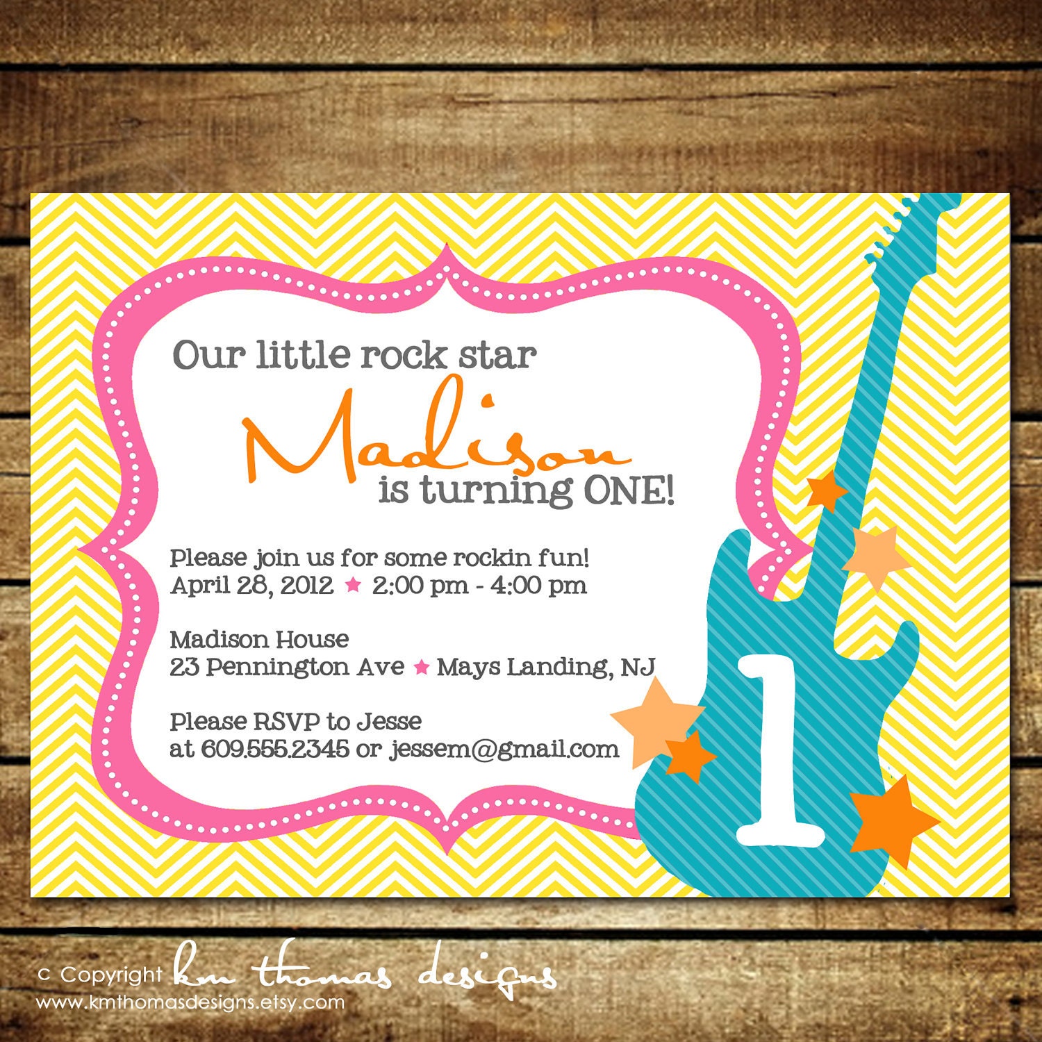 ROCKER GIRL...Custom Printable Birthday Invitations...by KM Thomas Designs Il_170x135