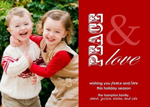 PEACE and LOVE...Custom Photo Holiday Card...by KM Thomas Designs Il_570xn