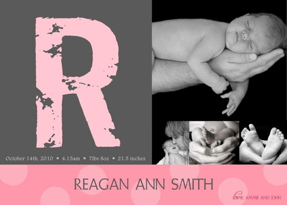 Stamped with Love Custom Photo Birth Announcements Il_570xn