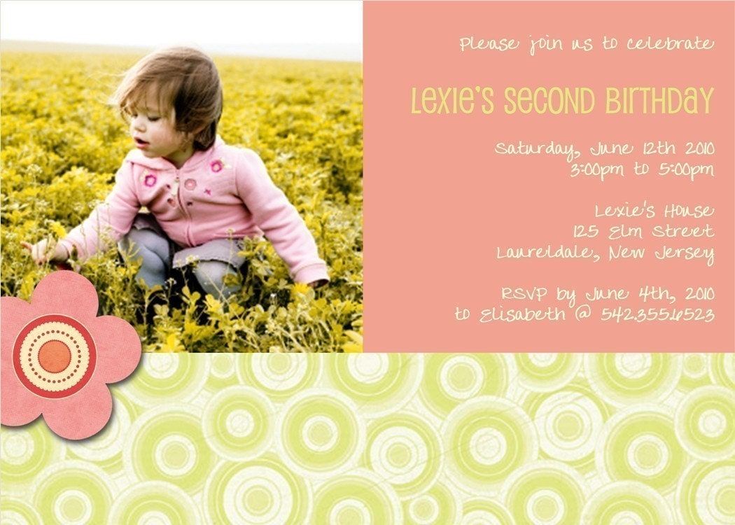 Sweet Little Flower - Custom Photo Birthday Invitation Il_570xn