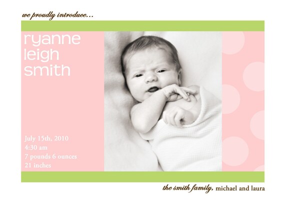 Simplicity - Custom Photo Birth Announcement Il_570xn