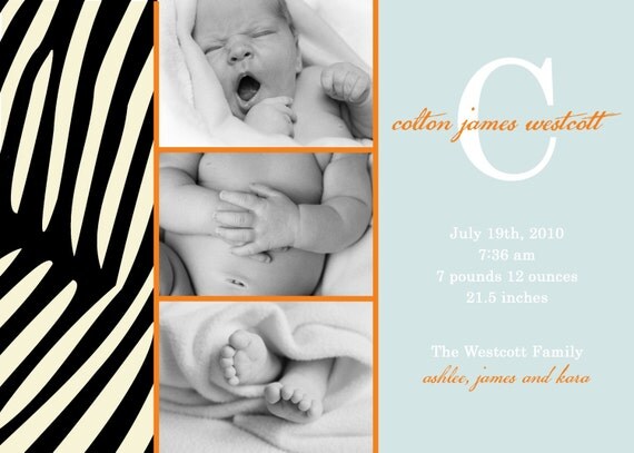 Jungle - Custom Photo Birth Announcement Il_570xn