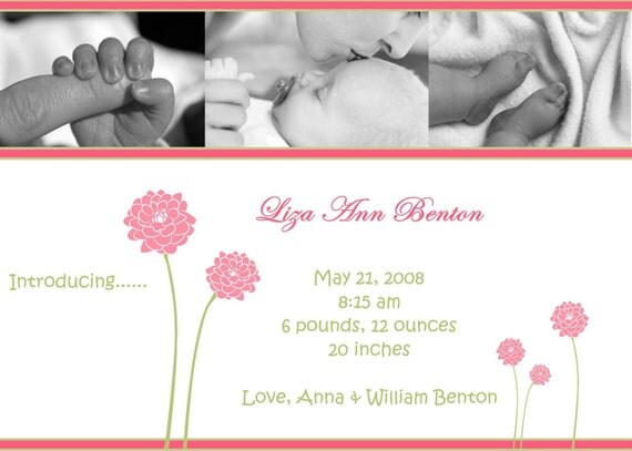 Liza - Custom Photo Birth Announcement Design Il_570xn