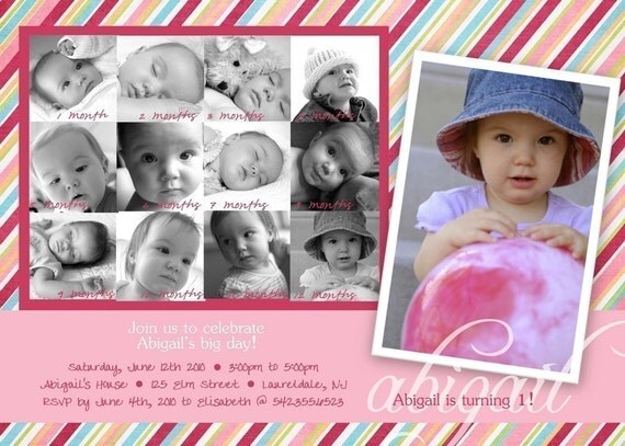 CELEBRATE...Custom First Birthday Photo Invitation...by KM Thomas Designs Il_570xn