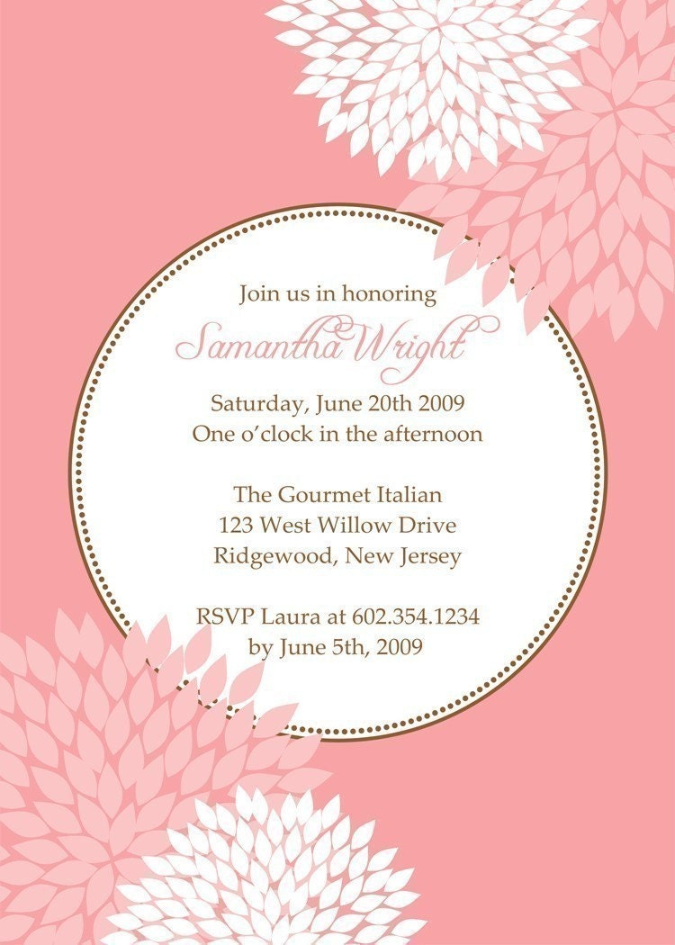 SIMPLE and DELIGHTFUL...Custom Printable Baby or Wedding Shower Invitation with flowers...by KM Thomas Designs Il_570xn