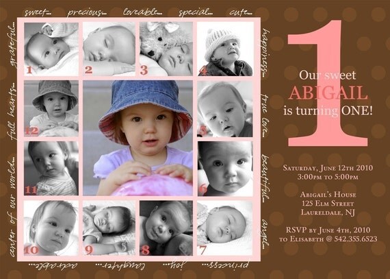 CHARMING...Custom Photo First Birthday Invitation...by KM Thomas Designs Il_570xn