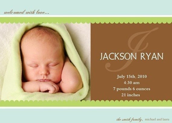Sweet Initial - Custom Photo Birth Announcement Il_570xn