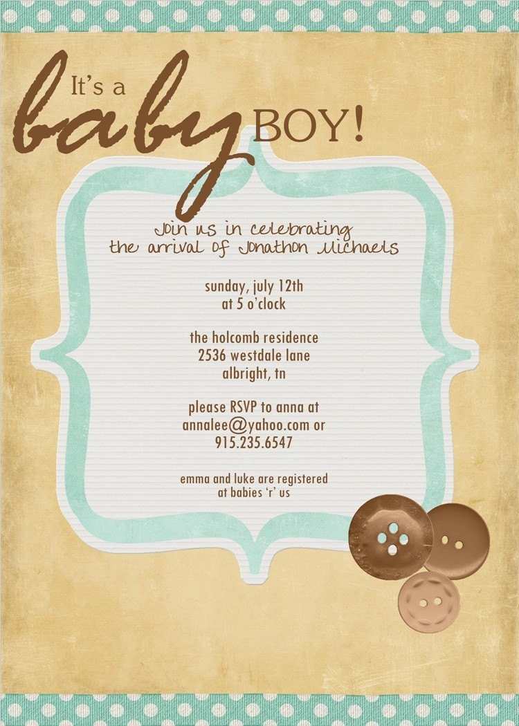 SIMPLE and CUTE...Custom Baby Shower Invitation...by KM Thomas Designs Il_570xn